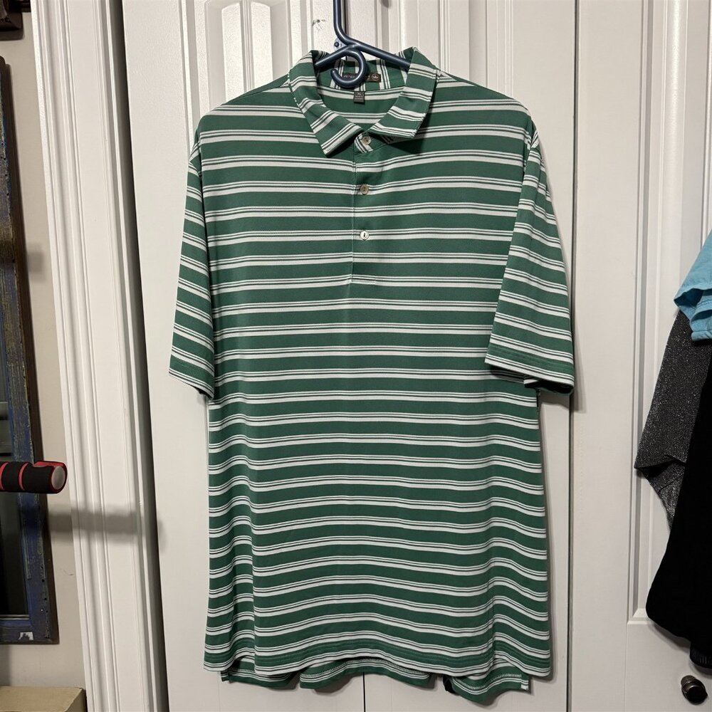 Peter Millar Summer Comfort Polo Shirt Mens X Large Green Striped Golf